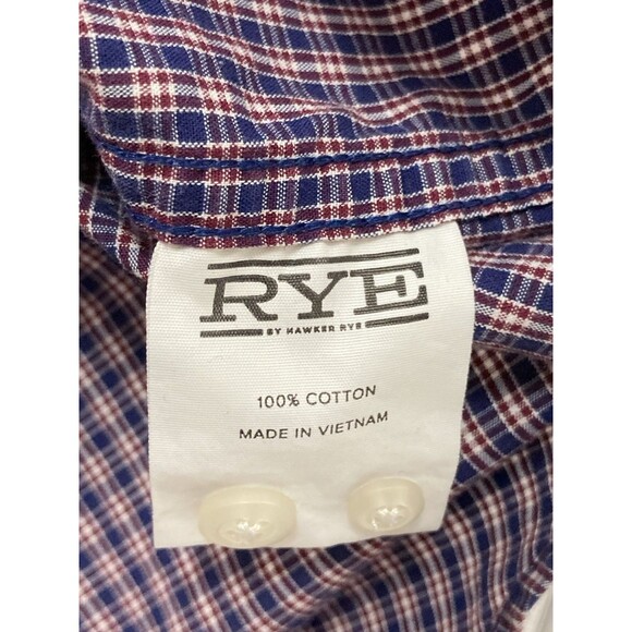 RYE by Hawker Men’s M Tall Blue Red Plaid Button Down Shirt Long Sleeve - Picture 8 of 10